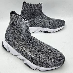 Luxury Trendy Speed Trainer Black Cristal Stretch -Knit Sneakers Size 36.